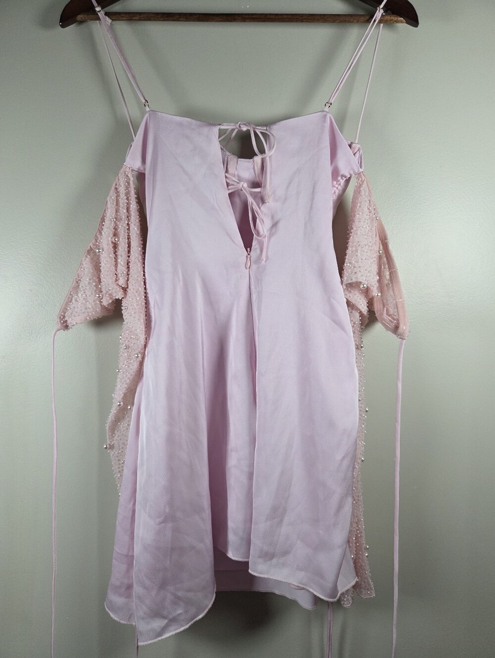Oh Polly Geneva Long Sleeve Embellished A-line Mini Dress in Blush Pink Size 2 - Picture 12 of 16
